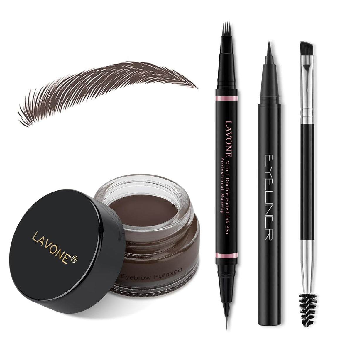 Eyebrow Pencil Makeup Kit, with Waterproof 2-IN-1 Microblading Eyebrow Pen, Eyebrow Pomade