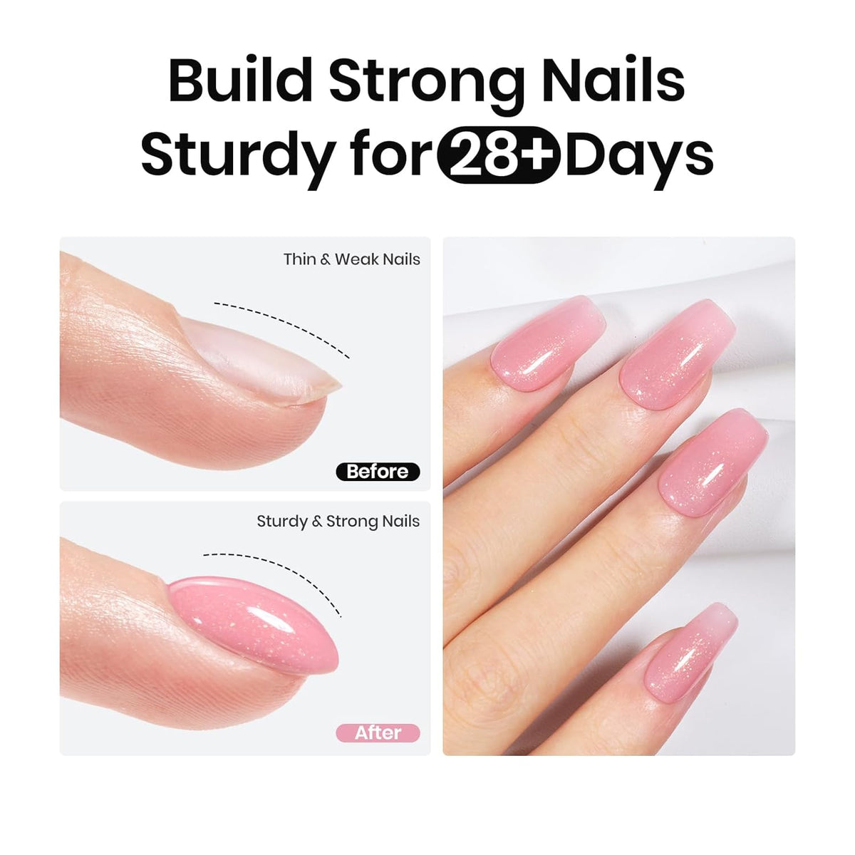 Beetles Nude Rubber Base Gel Nail Polish - Light Pink Color Base Gel for Nails Strengthening