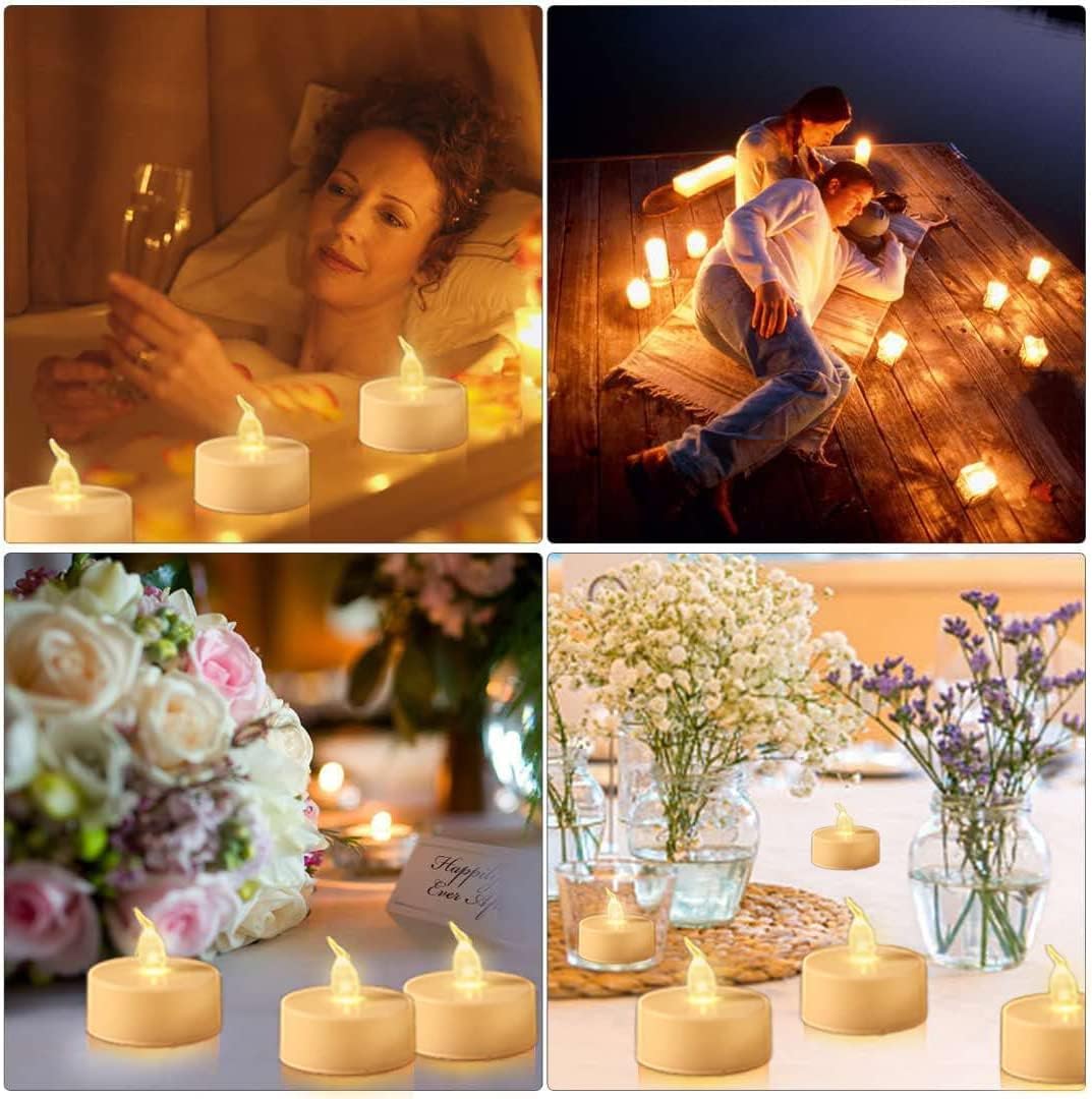 LED Tea Lights Candles- 100PACK Warm White Flameless Candles Realistic and Bright Flickering Long