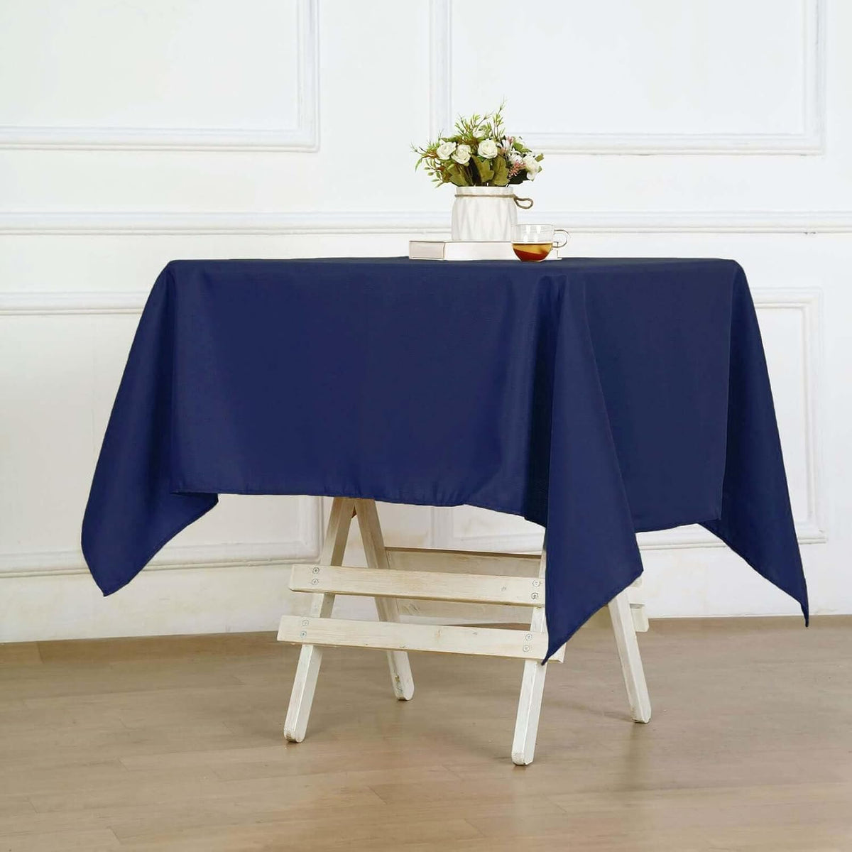 Efavormart 54x54 Navy Blue Wholesale Linens Seamless Polyester Square Linen Tablecloth for Wedding