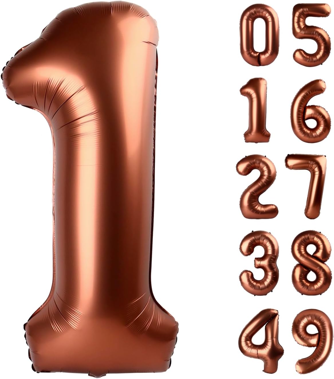 Dark Brown Number 1 Balloon 40 inch, Number 1 Birthday Balloon for Boy Girl, Coffee Brown Foil One