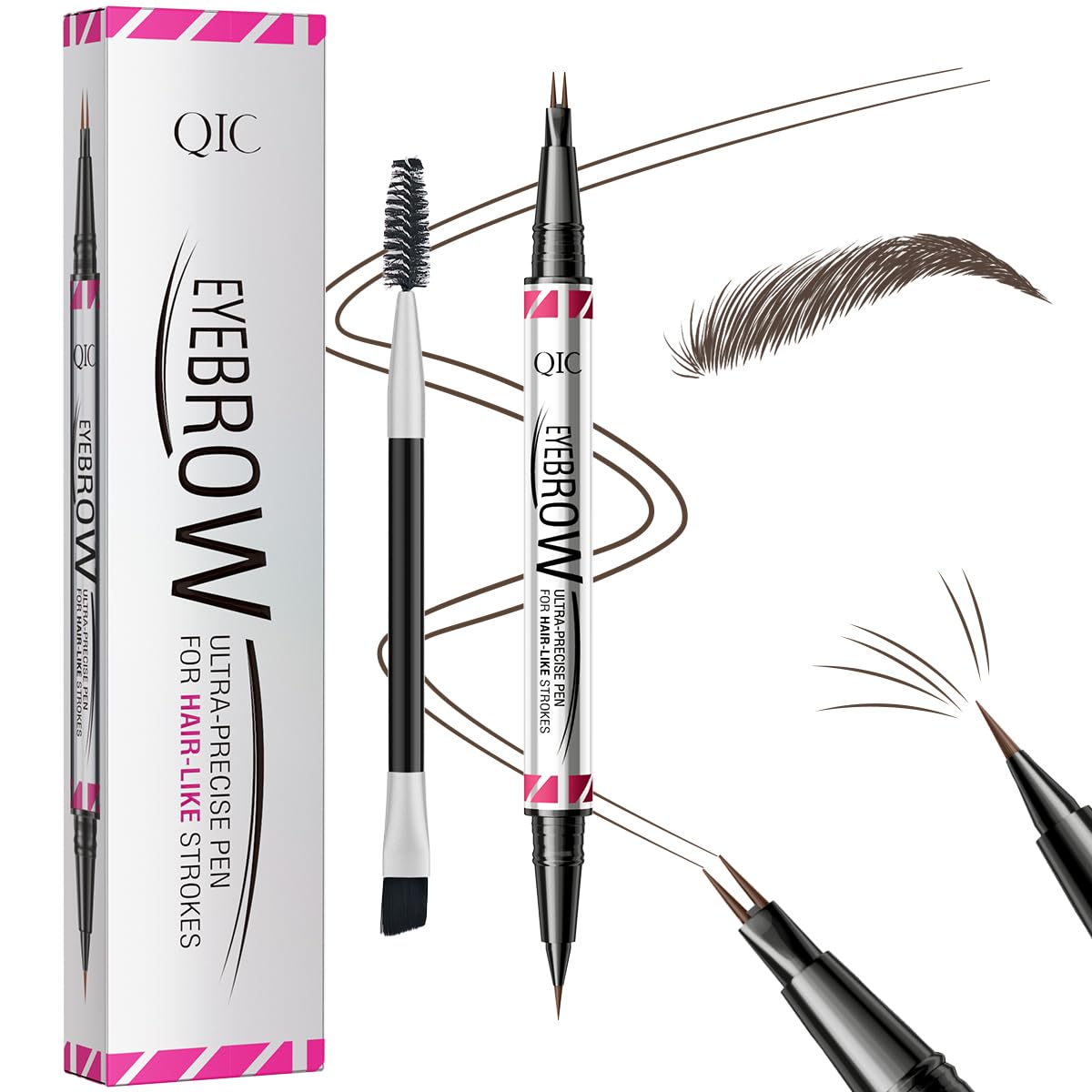 Eyebrow Pencils for Women, 2-in-1 Dual-Ended Microblading Eyebrow Pencil Waterproof with 2 Fork Tip