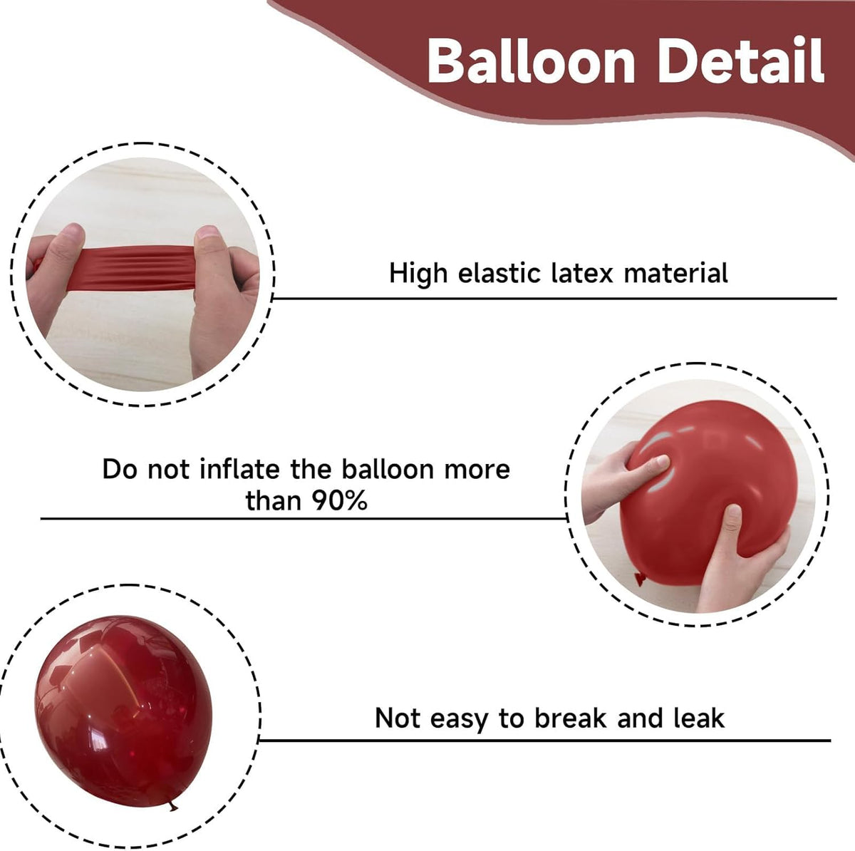 Black Burgundy Balloons, 52 PCS Burgundy Gold Balloons, 12 Inch Red Black Latex Balloon with
