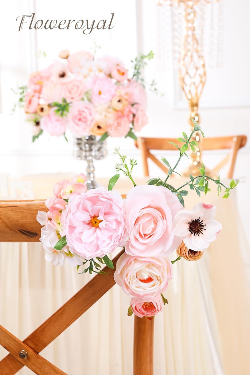 Floweroyal Artificial Flowers Combo Pink Flowers Mix Silk Flowers Roses Peonies with Stems for DIY