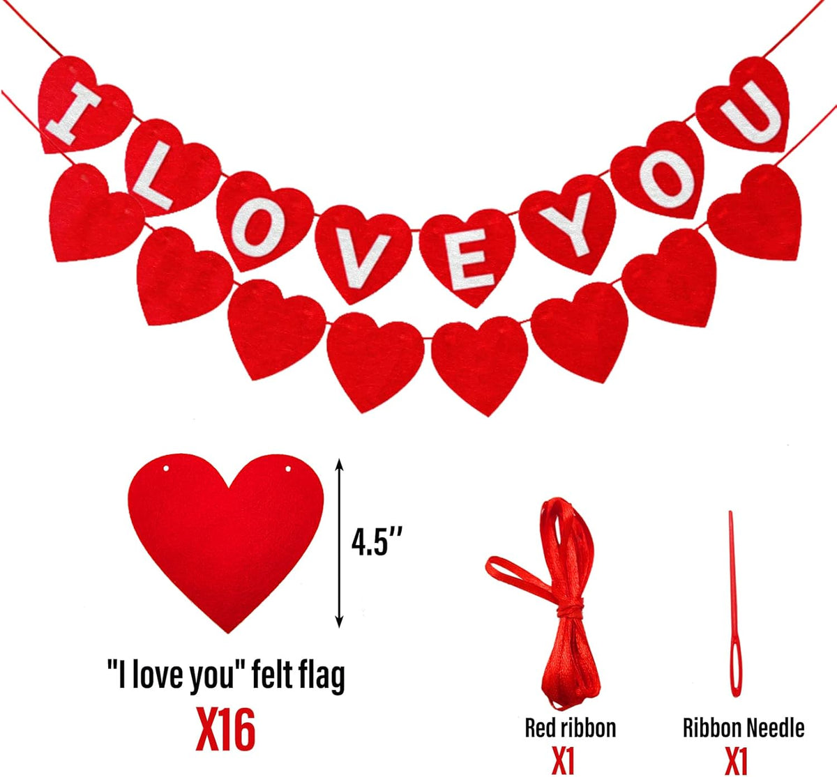 Rainmae Valentine Day Party Supplies I Love You & Love-Bear Balloons Kit with 1000 Pcs Dark-Red