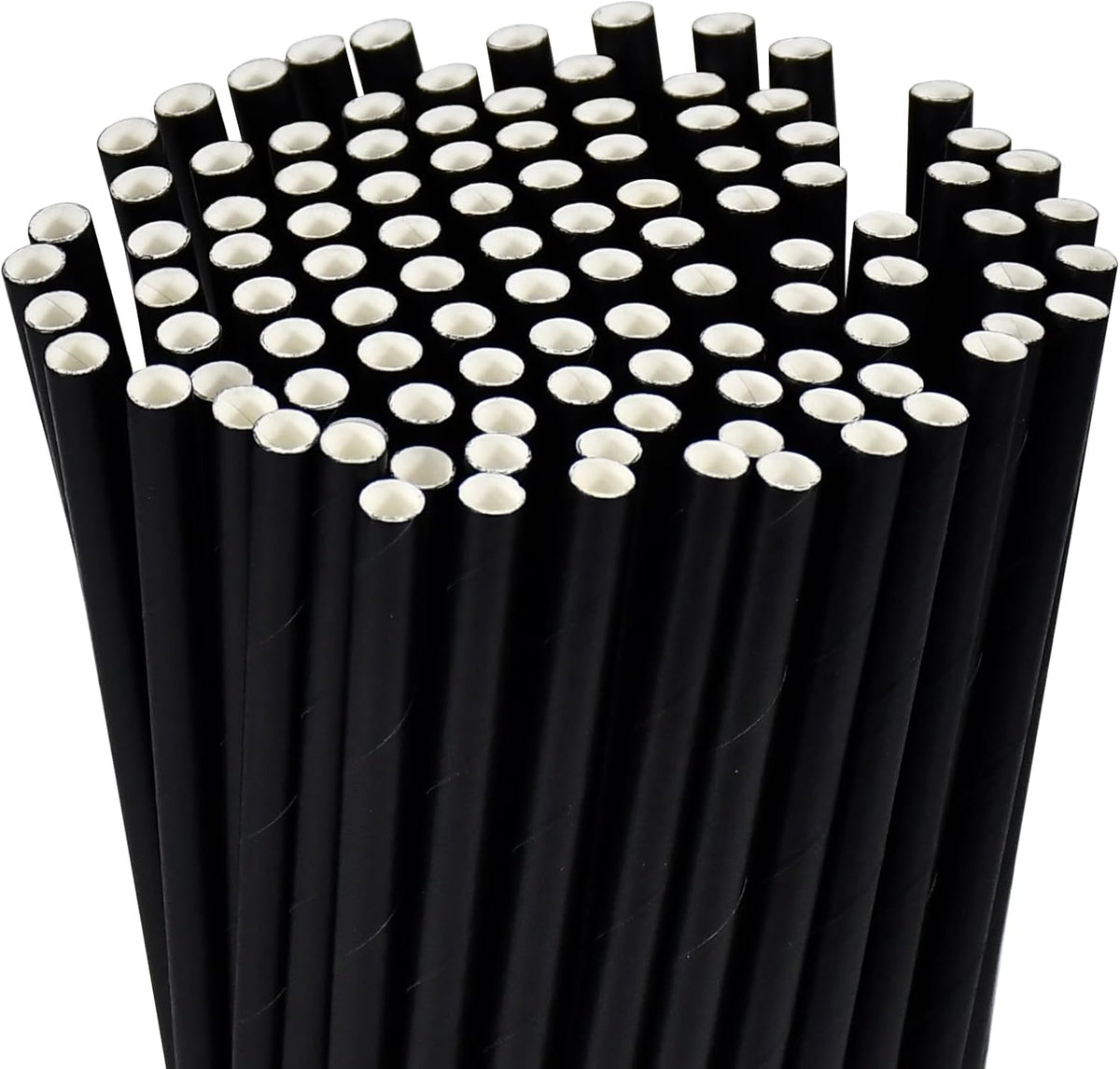 Disposable Black Paper Drinking Straws - 100 Counts, 7.75'' x 0.24'' - for Cocktaill, Coffee