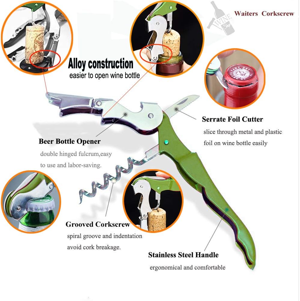 Professional Waiter Corkscrew Wine Openers Set (4 PCS),Upgraded With Heavy Duty Stainless Steel