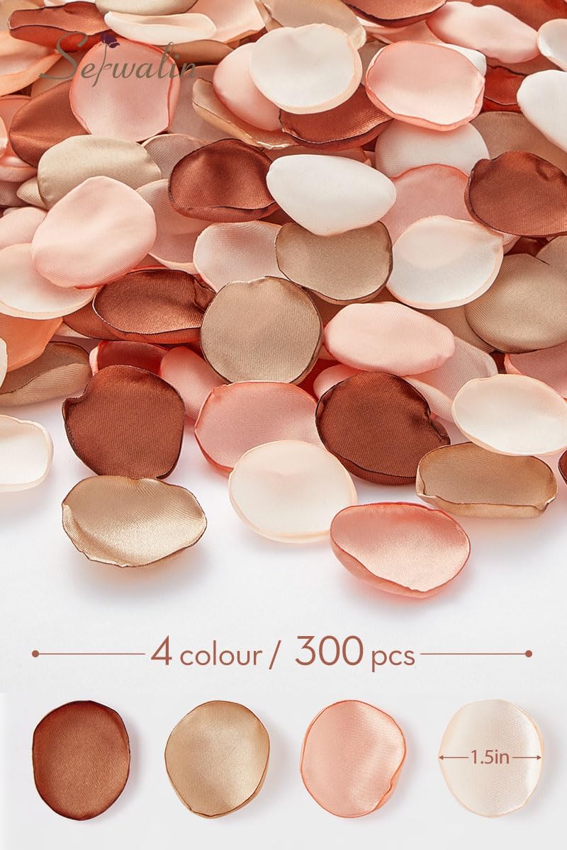 Serwalin 300Pcs Silk Rose Petals Artificial Flower Petals for Weddings Fake Rose Brown Petals