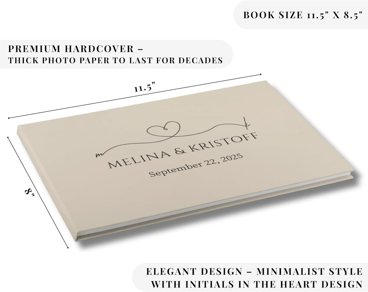 Wedding Guest Book – Personalized Polaroid Guest Book for Wedding Reception, Custom Sign In Photo