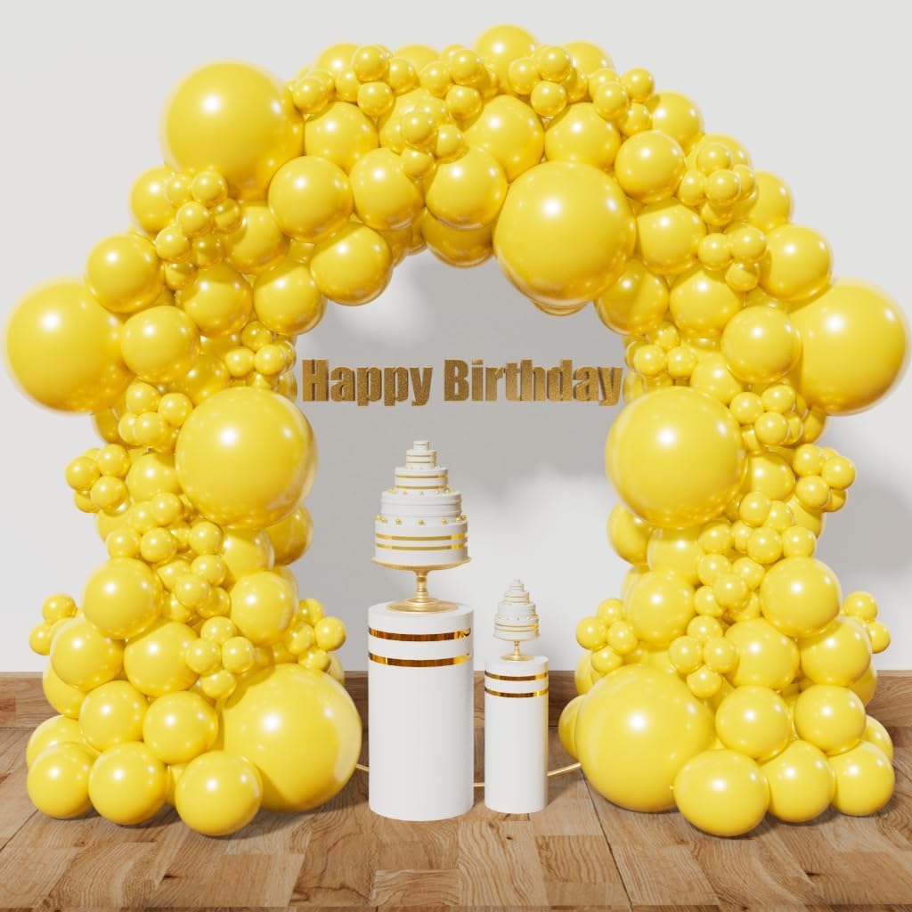 KAWKALSH Yellow Balloon Arch Kit 111Pcs 18 12 5 Inch Latex Party Balloons Garland for Birthday Baby