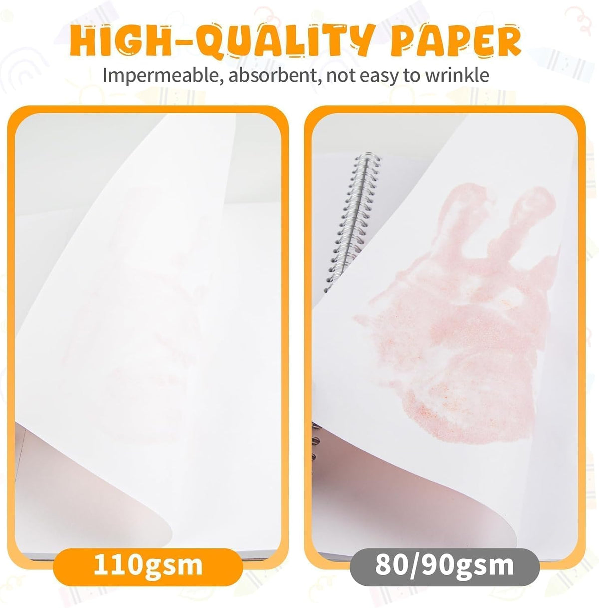 Umriox Drawing Pad for Kids, 6" x 9" Sketch Book, 2-Pack Sketch Pad (80 Sheets Each), 110gsm