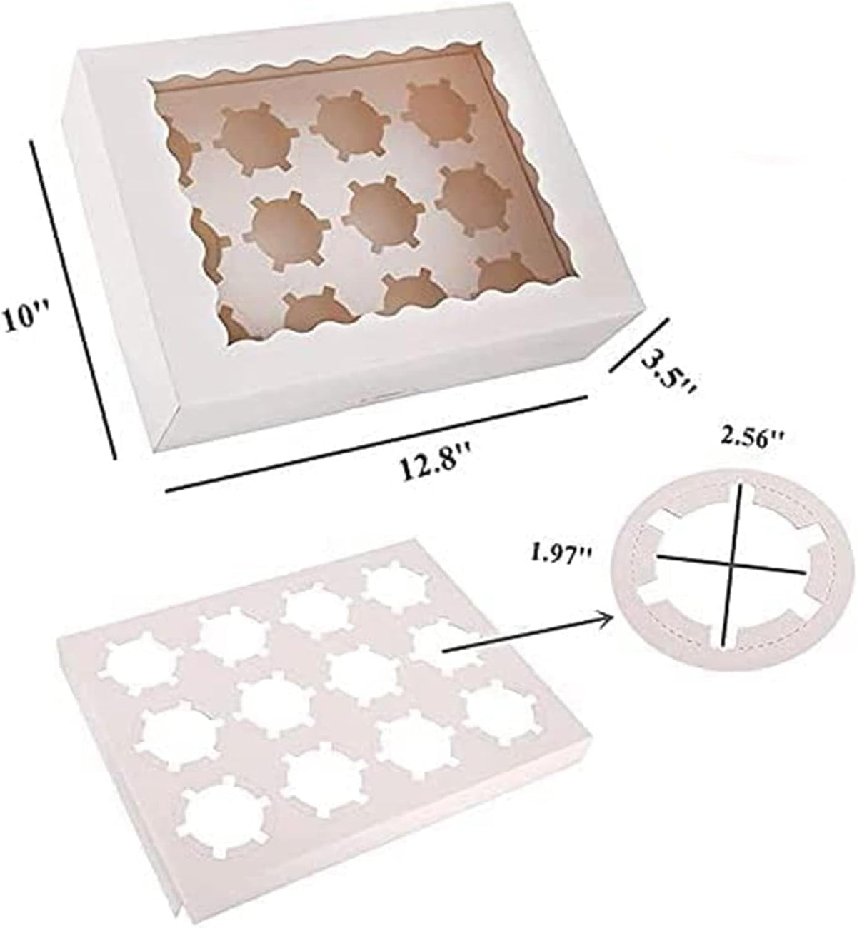 Rarapop 30 Pack Cupcake Boxes Hold 12 Standard Cupcakes, Food Grade Cupcake Holders Bakery Carrier