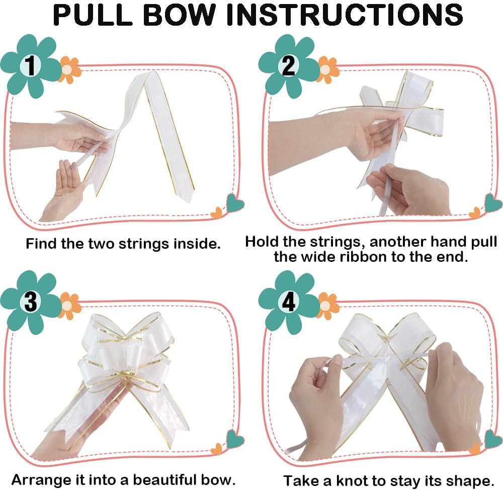 WEWILUCK Bows for Gift Wrapping, Gold Bows for Gifts, Presents, Gift Baskets, Large Bow for