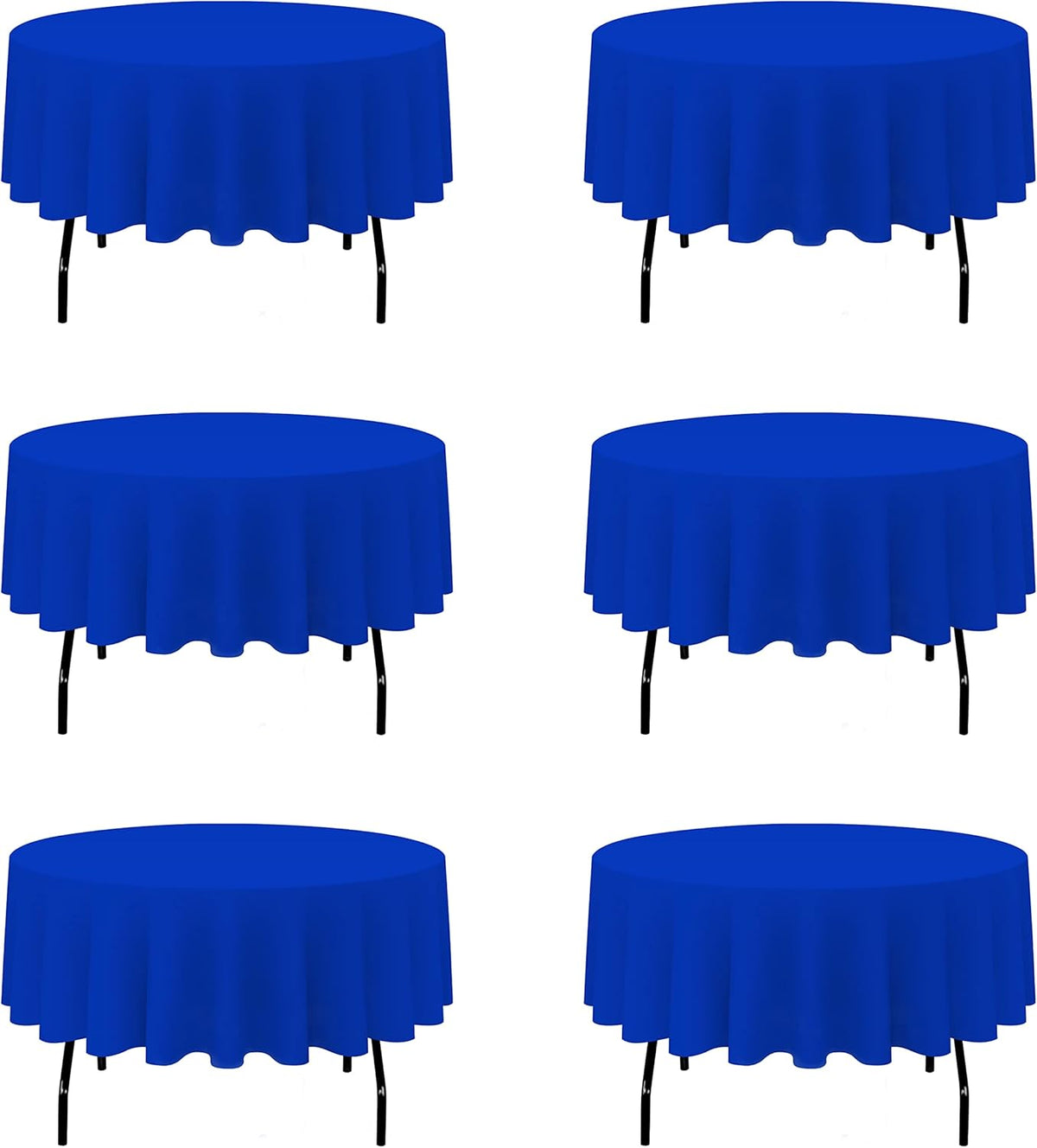 BRILLMAX 6 Pack Royal Blue Round Tablecloths 90 Inch - Circle Bulk Linen Polyester Fabric Washable