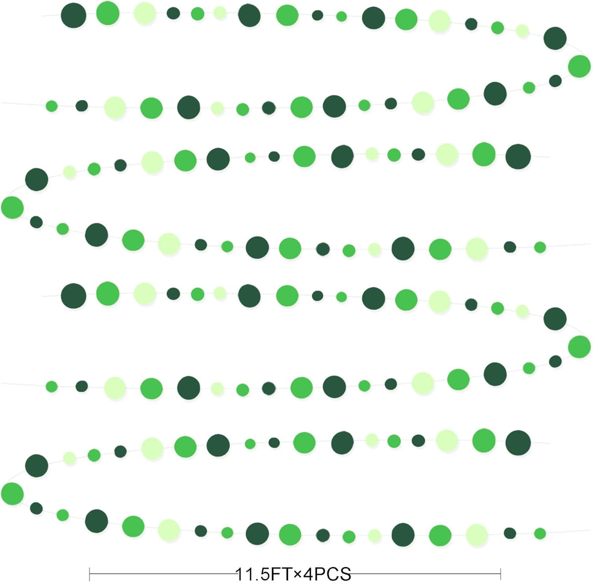 Green Party Decorations Ombre Green Circle Dots Garland Hanging Paper Polka Dot Streamer for