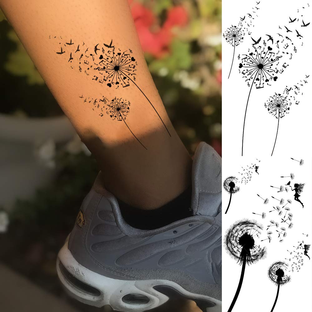 13 Sheets Beautiful Dandelion Temporary Tattoos For Women Realistic Flying Dandelion Birds
