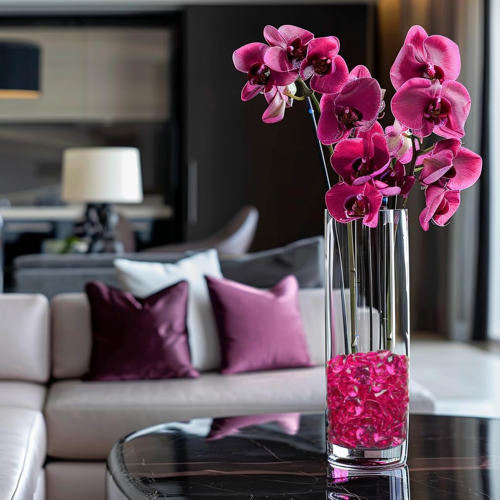 HappyFiller 720 Pcs Fuchsia Acrylic Diamonds Gems for Wedding Decorations Table Scatters,Vase