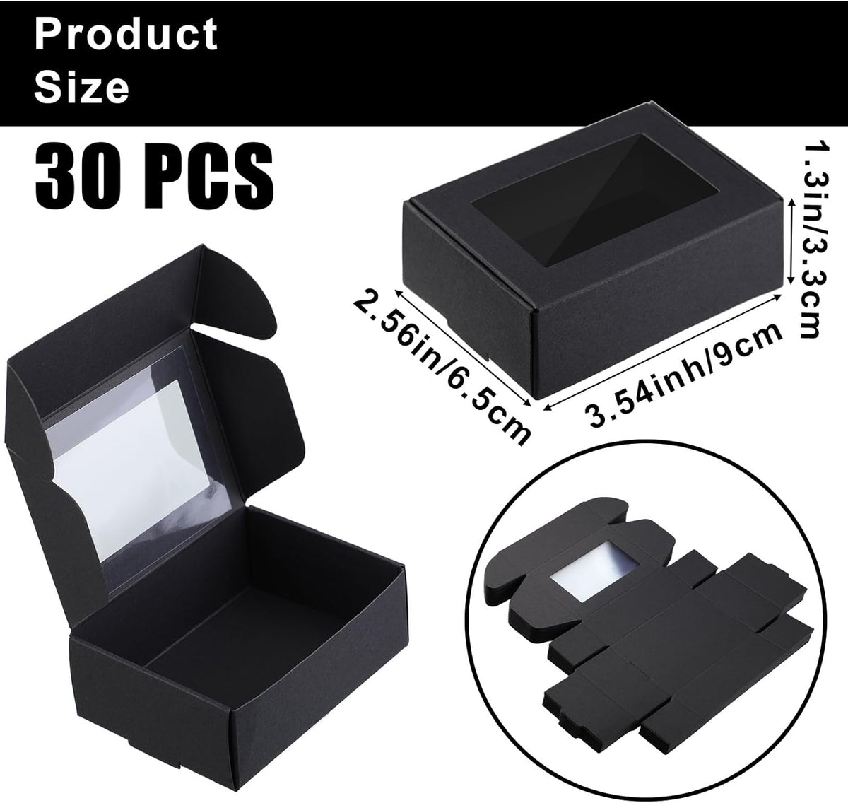 Zonon 30 Pcs Soap Boxes for Homemade Packaging, Mini Kraft Treat Boxes with Window for Bakery Candy