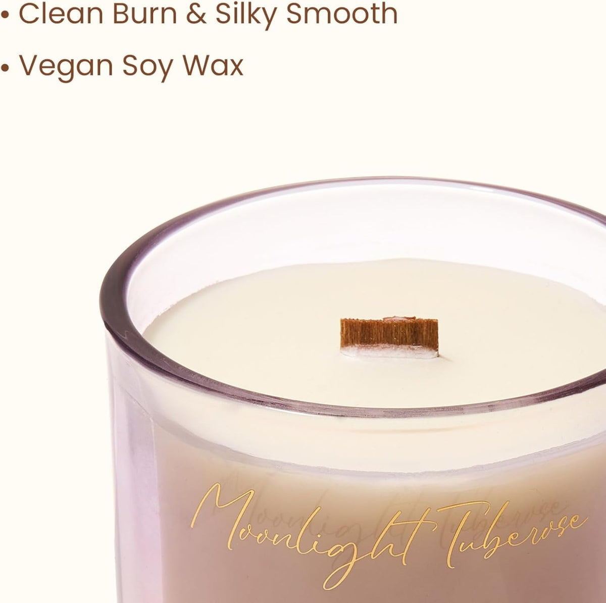 M&SENSE 9.88oz Natural Soy Wax Jar Candle with Wooden Wick | Moonlight Tuberose Scent | 55-Hour