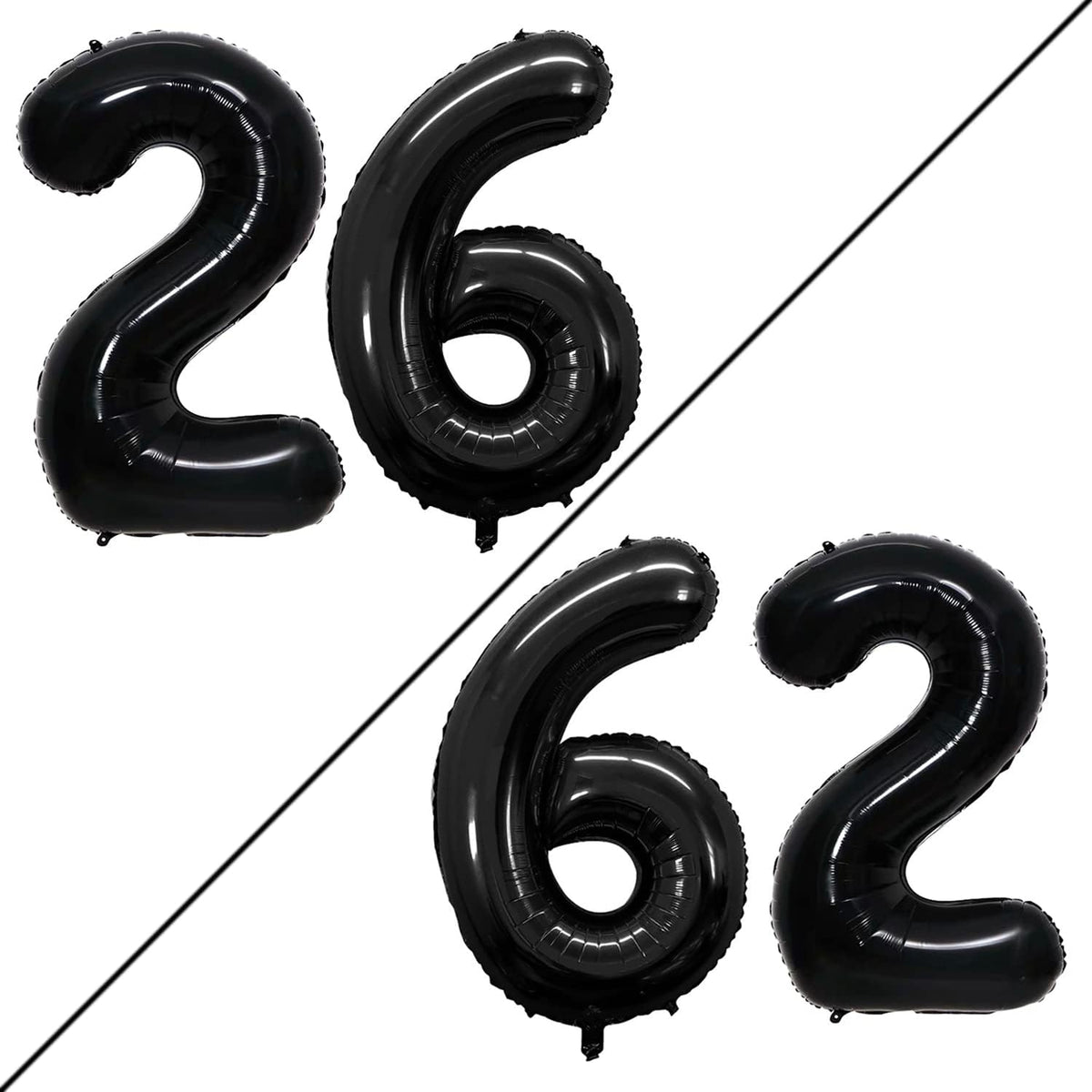 GOER Number 26 Balloons for 26th Birthday Party Decorations,42 Inch Jumbo Foil Helium 62 Balloons
