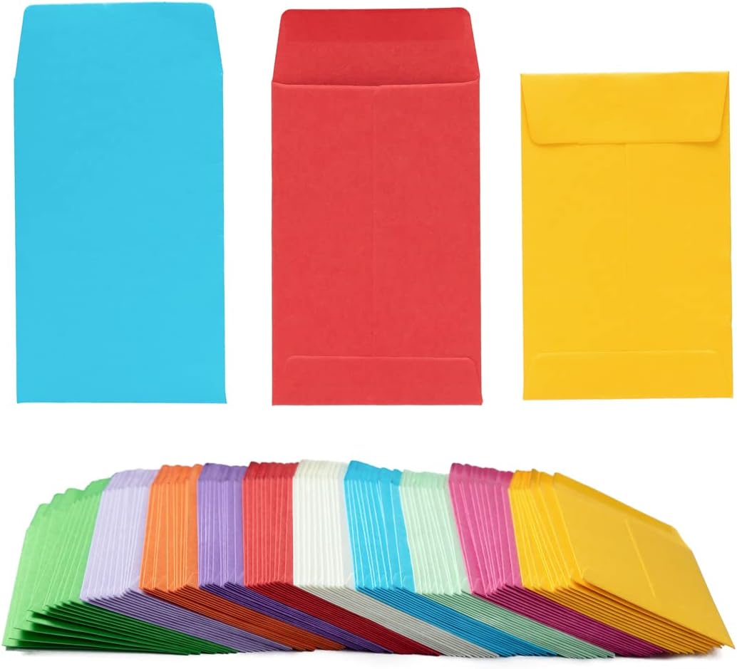 1000 Pieces Colorful Small Coin Envelopes Self-Adhesive Seed Envelopes Mini Parts Small Items