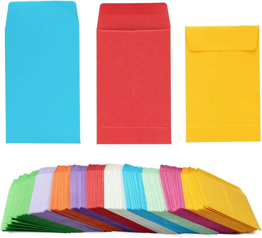 200 Pieces Colorful Small Coin Envelopes Self-Adhesive Seed Envelopes Mini Parts Small Items
