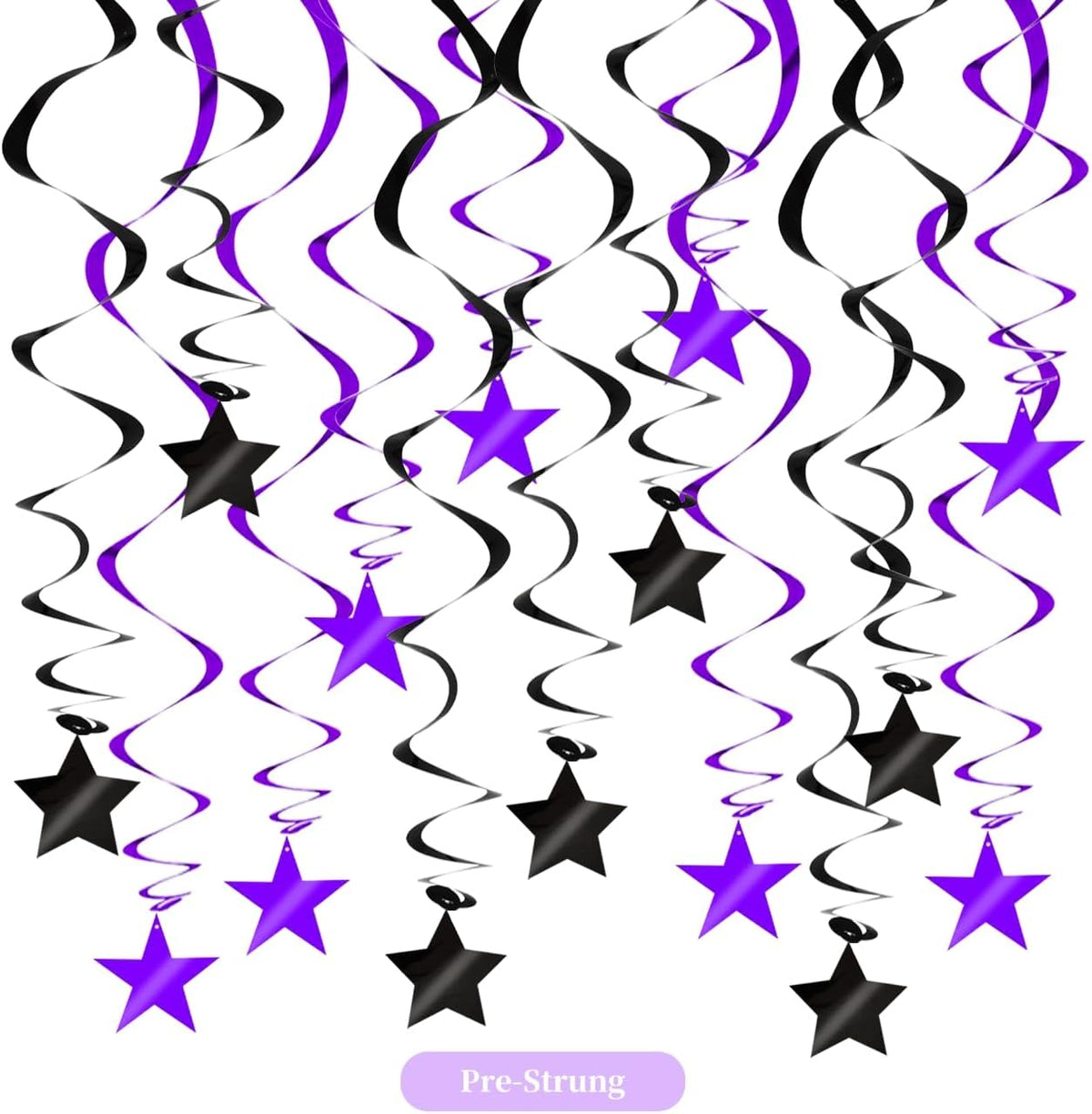 BEISHIDA Black Purple Star Halloween Hanging Swirl Decorations, Halloween Party Supplies for Horror