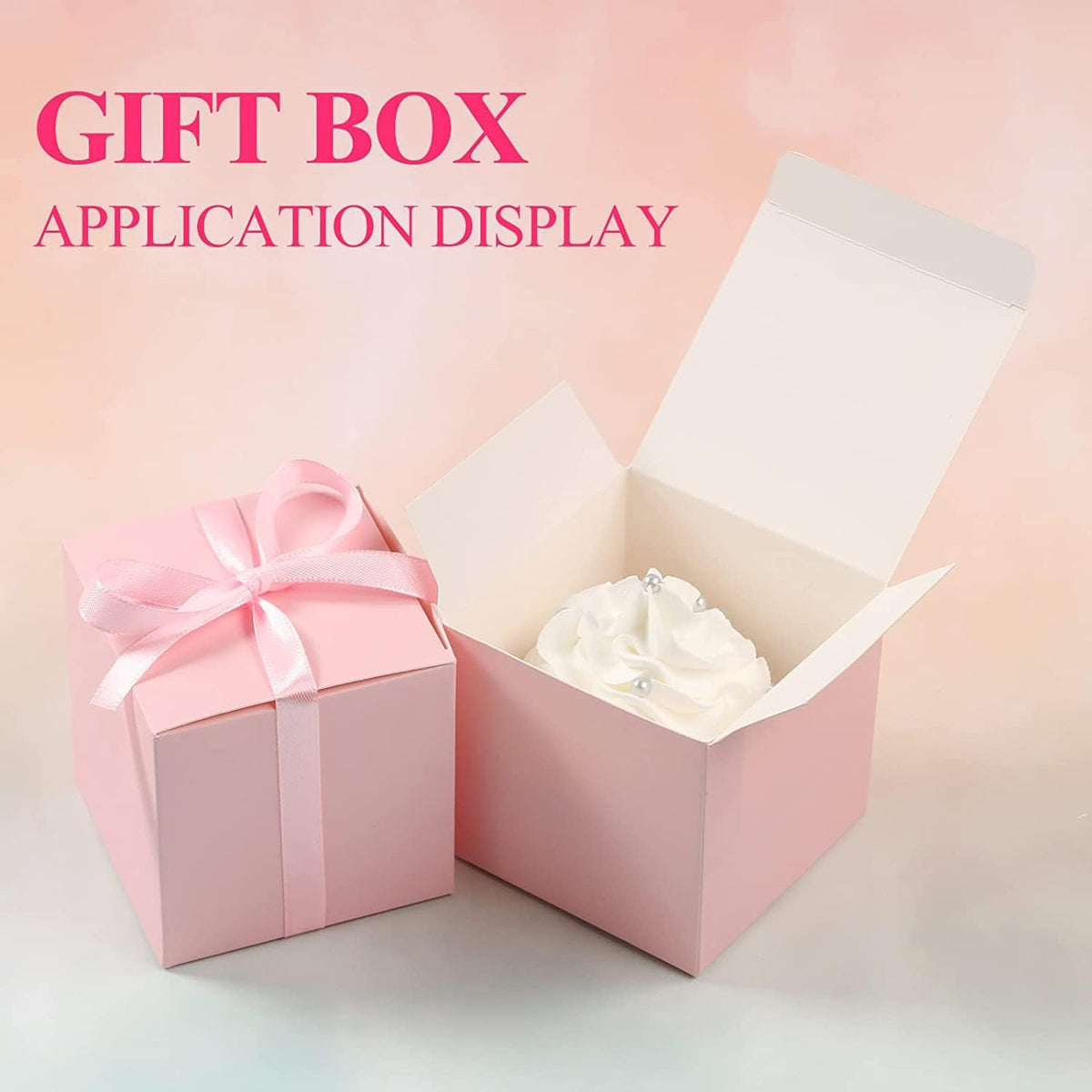 COTOPHER 60pcs Wedding Favor Boxes, Paper Gift Boxes 3x3x3 Inches Small Gift Boxes with Ribbons