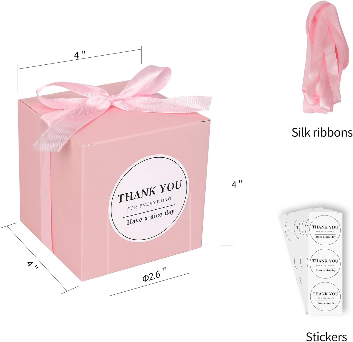 COTOPHER Small Gift Boxes 60 Pack 4x4x4 inches Pink Gift Boxes with Lids for Gifts, Crafting