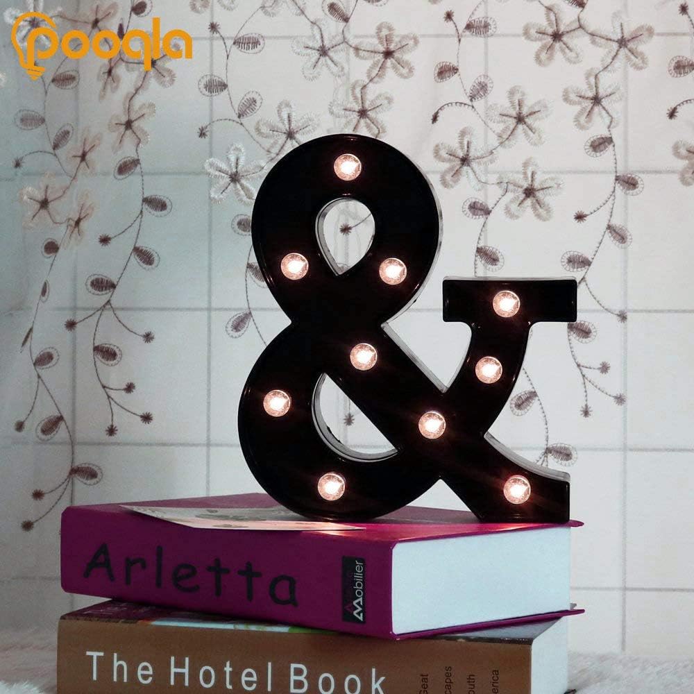 Pooqla LED Illuminated Letter Marquee Ampersand Sign - 8.86 inches High Plastic Ampersand with