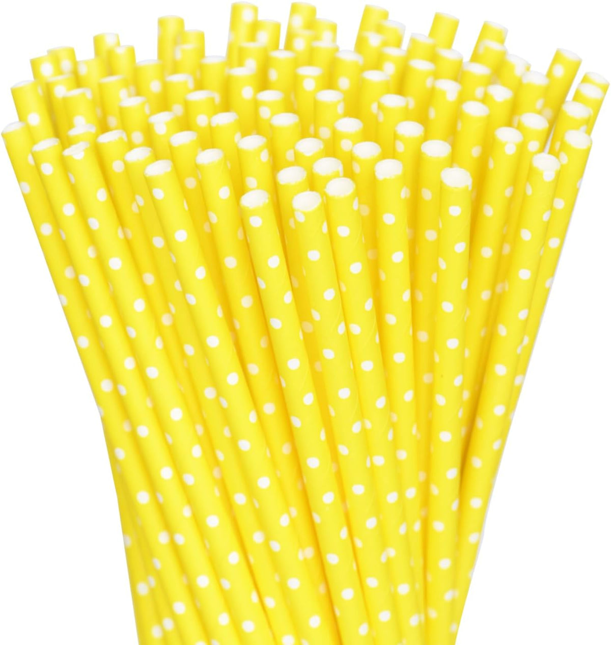 GLUJASBIO Cute Paper Straws Drinking - Pastel Yellow White Dots Paper Straws Bulk for Party, Baby