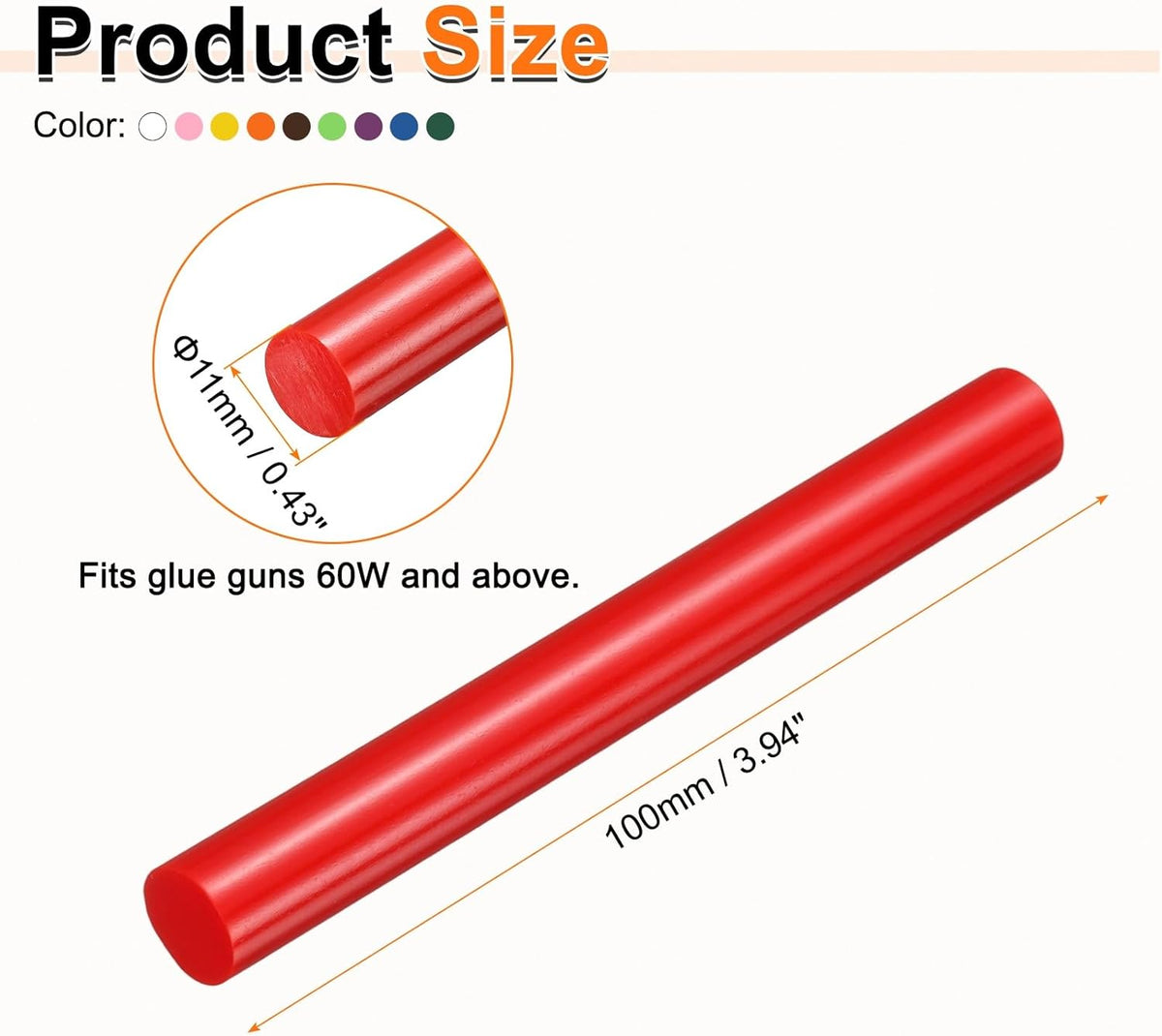 HARFINGTON 10pcs Hot Glue Sticks 0.43" Dia x 3.94" Long EVA Mini Hot Melt Adhesive Glue Stick for