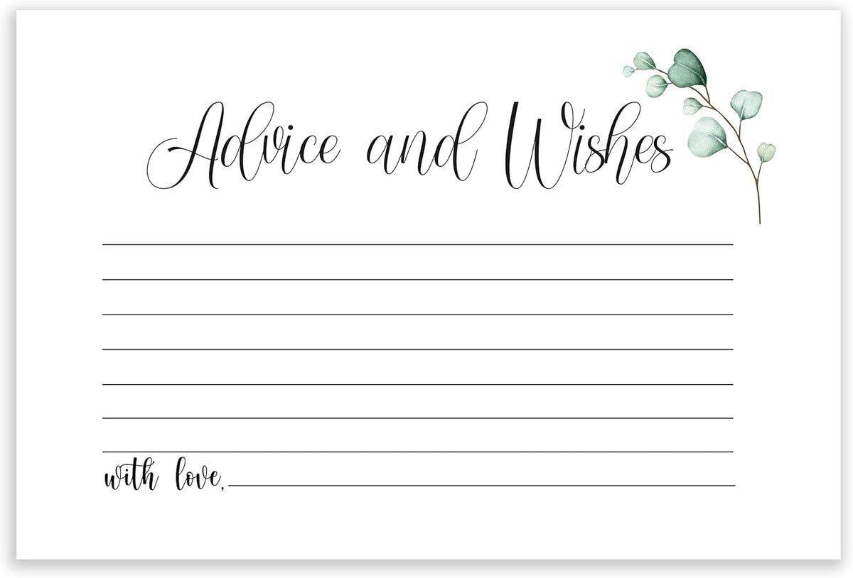 Watercolor Advice and Wishes Cards, 50 Pack, Double Sided, 4x6, Uncoated, Heavyweight Card Stock