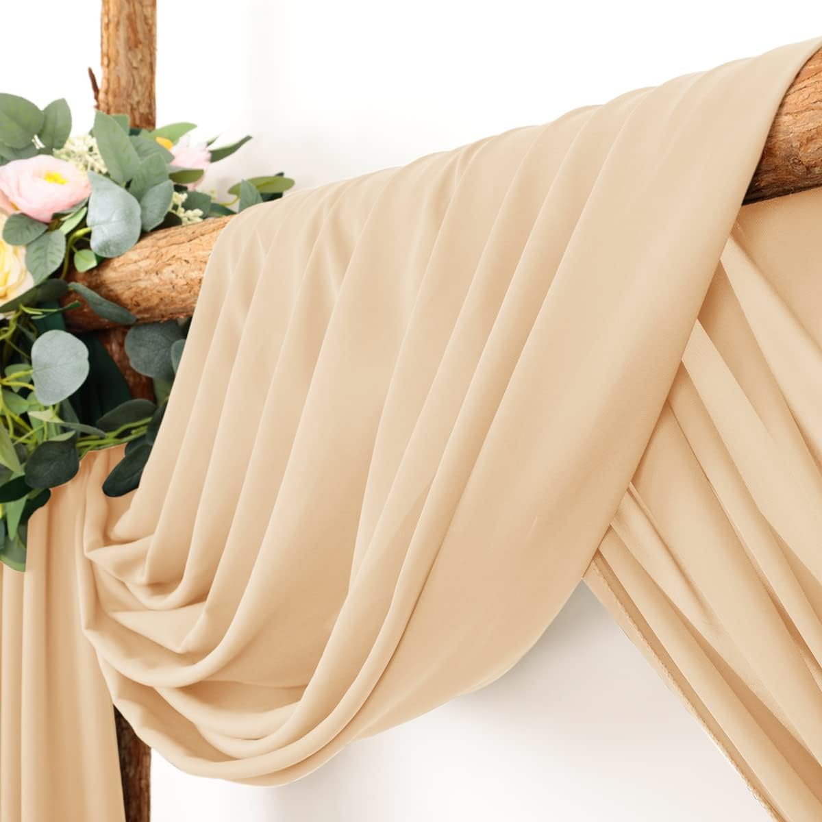 Wedding Arch Draping Fabric 4 Panels 30'' x 18FT Champagne Sheer Chiffon Arch Drapery for Photo