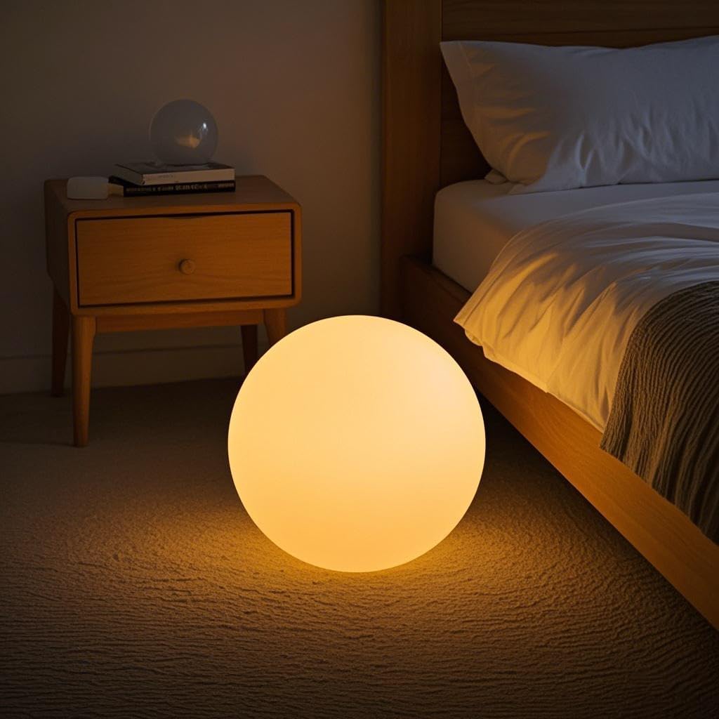 12-Inch LED Ball Light, Changing Glowing Orb Light with Remote, Soft Dimmable Globe Floor Lamp