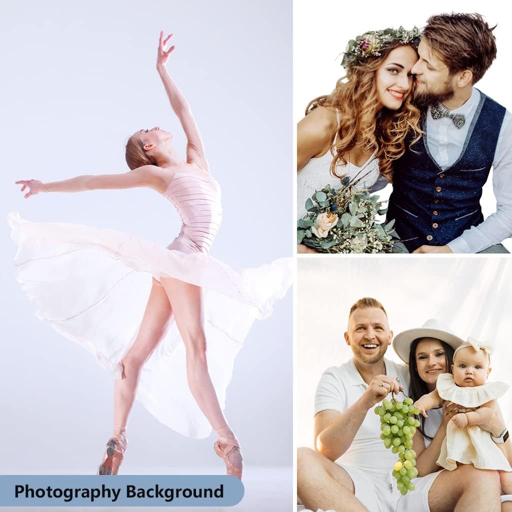 10X20ft White Photo Backdrops for Photography, LCUIRC TWO ROD POCKET White Backdrops Curtain for