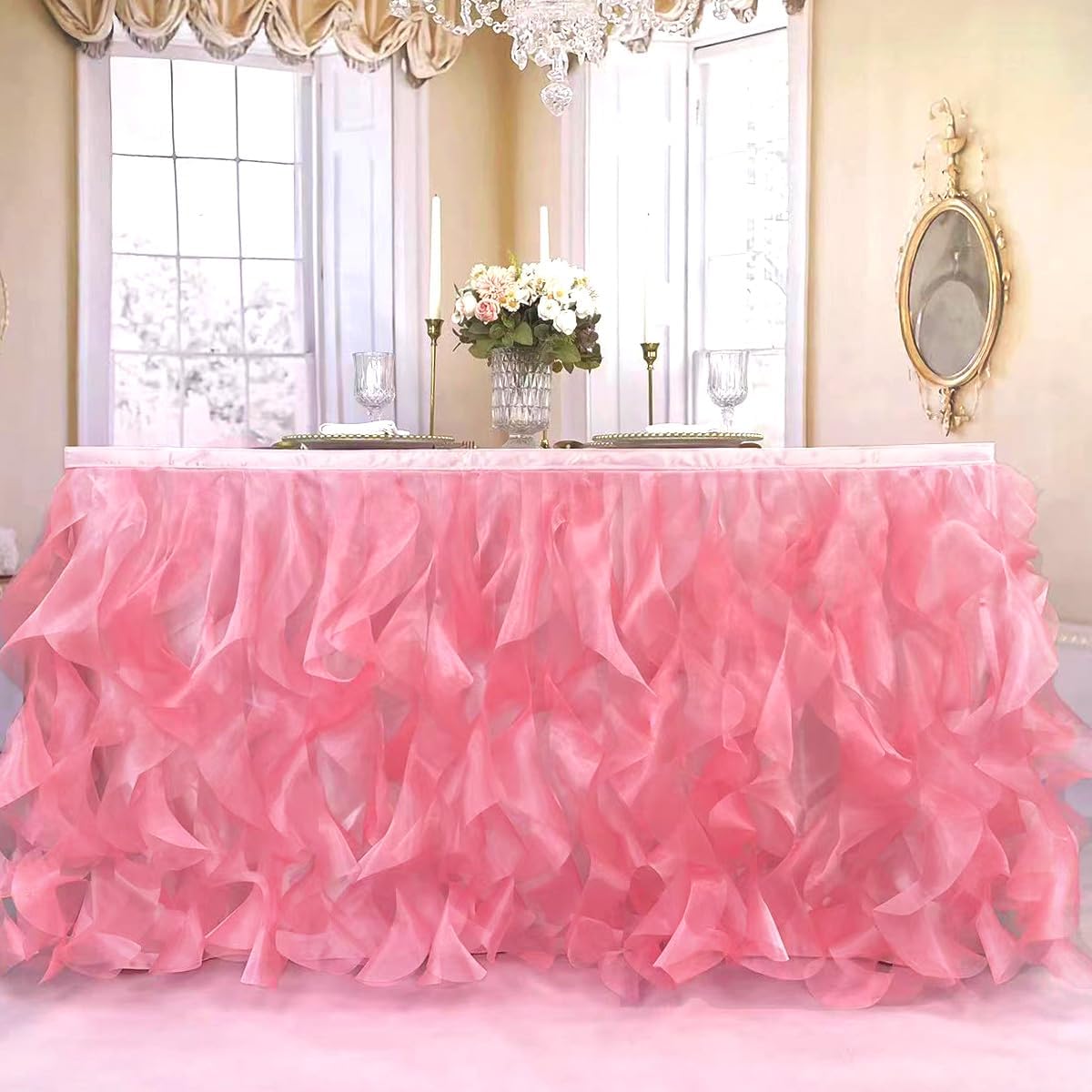 Luxury Organza Mesh Table Skirt Draping Floating Romance - Perfect for Bridal Showers, Birthday