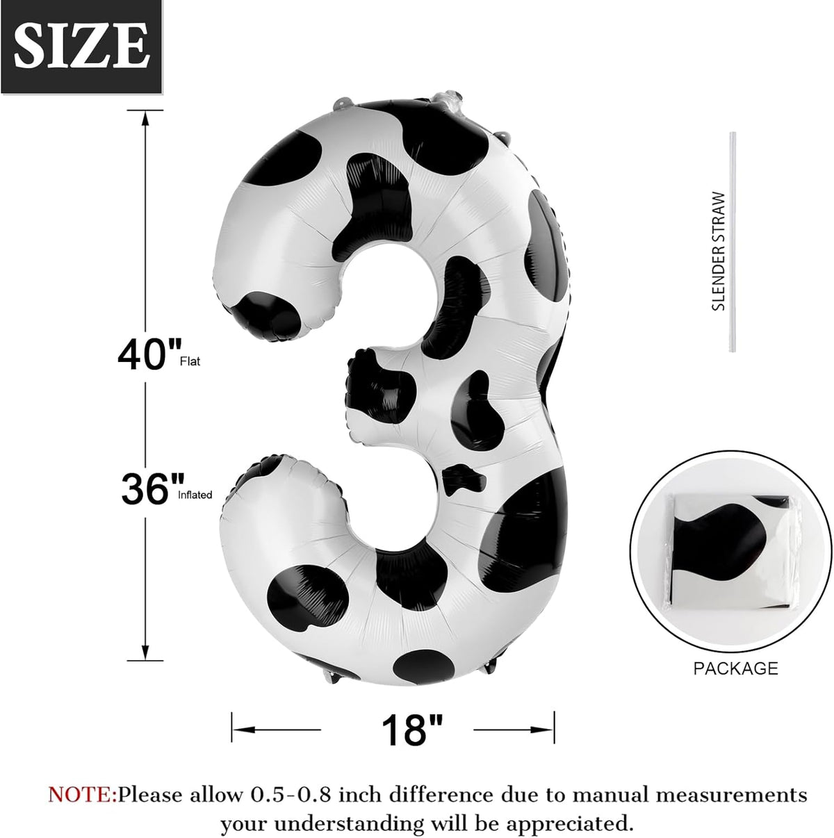 Cow Print Number Balloon Birthday Decorations, 40 inch Number balloon 0-9(Zero-Nine), Cow Balloon