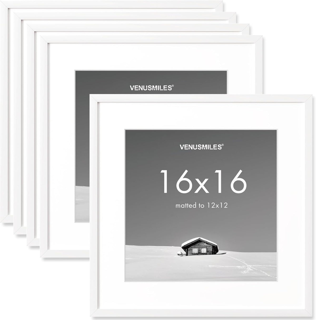 16x16 inch Picture Frame, 16x16 Photo Frames with 12x12 Removable Mat - High Definition Plexiglass