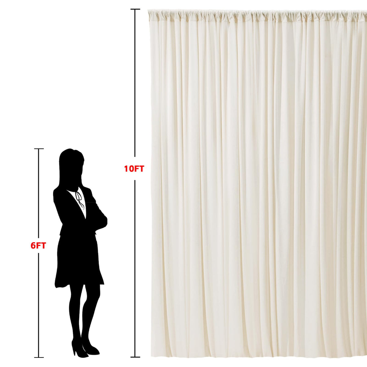 10x10ft Wrinkle Free Ivory Backdrop Curtain for Parties Soft Fabric Drapes Wedding Ivory Curtain