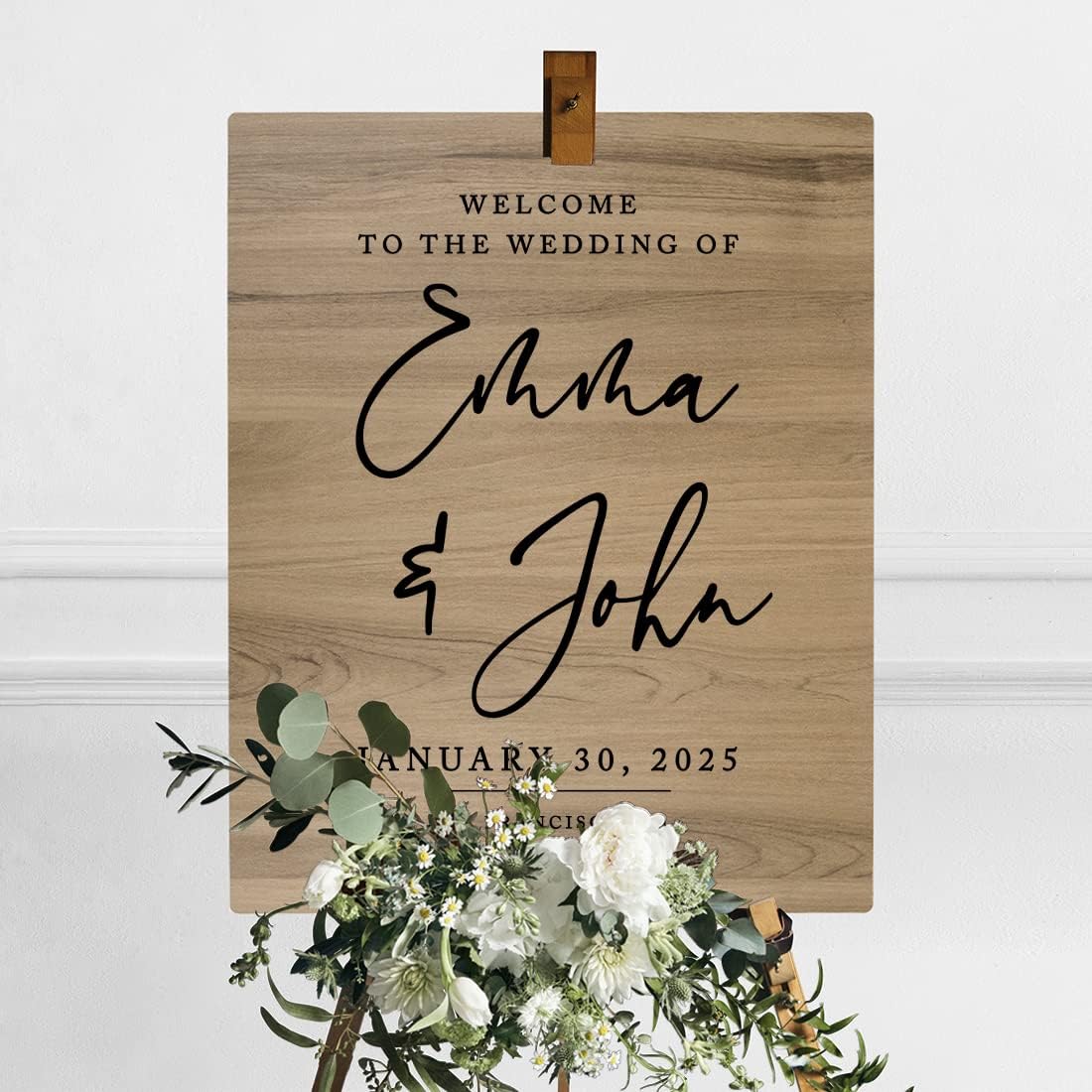 Andaz Press Large Wooden Welcome Sign for Wedding Rustic Welcome Sign 16" x 20" Custom Names Date &