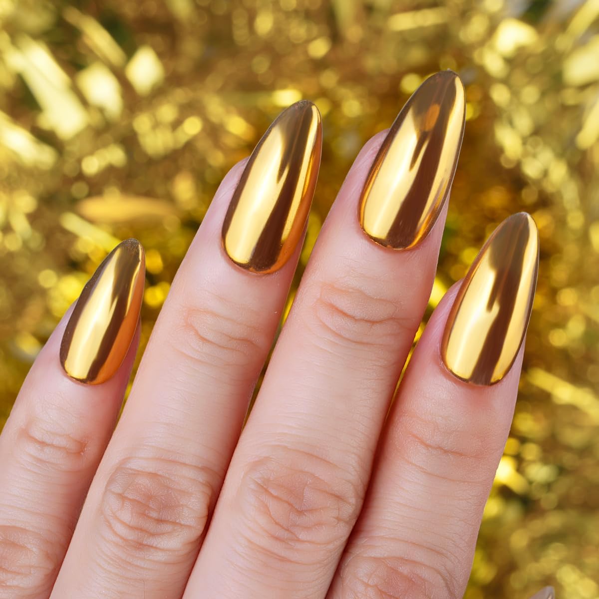PrettyDiva Chrome Nail Powder - Gold Mirror Effect Nail Chrome Powders, Highlight Metallic Chrome