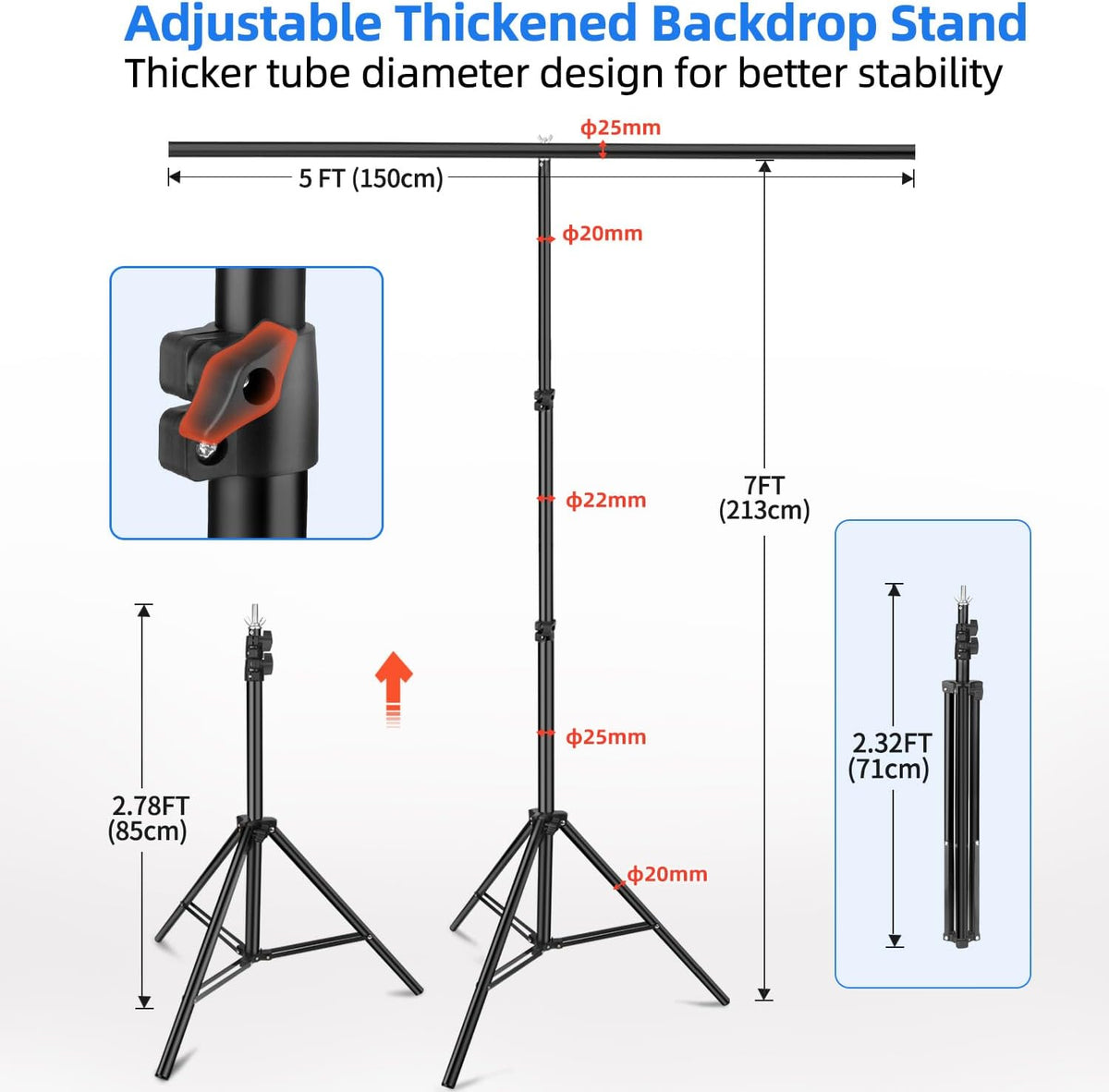 HEMMOTOP Blue Green Screen Backdrop Kit, 2in1 7x5ft(HxW) Green Screen Stand for Streaming