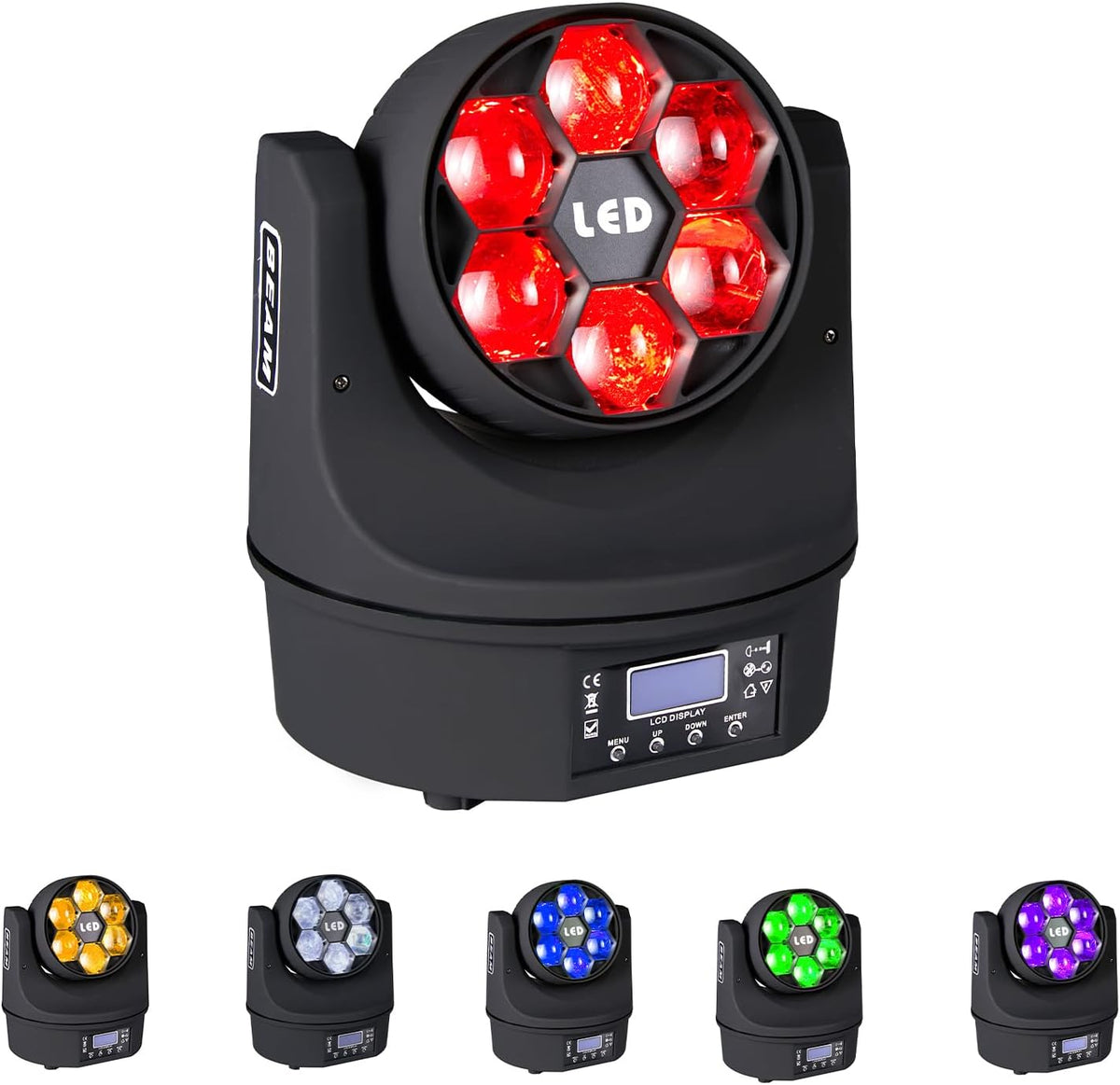 6x15W Mini Bee Eye Moving Head DJ Light, 90W LED RGBW Stage Light Rotate Beam Spot Effect, DMX