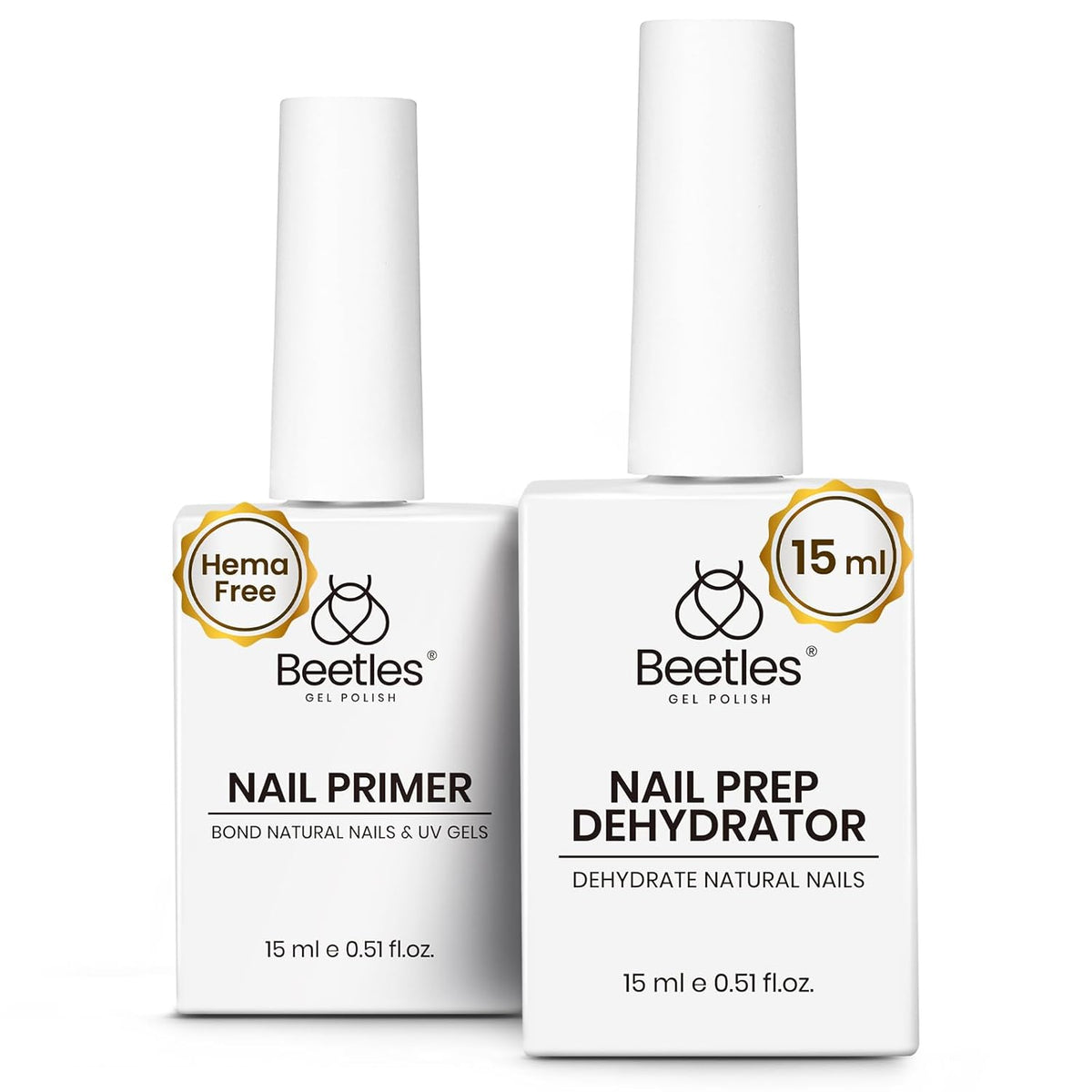 Beetles 15ml Nail Dehydrator and Primer - Acid Free & Hema-Free Natural Prep Dehydrate and Bond