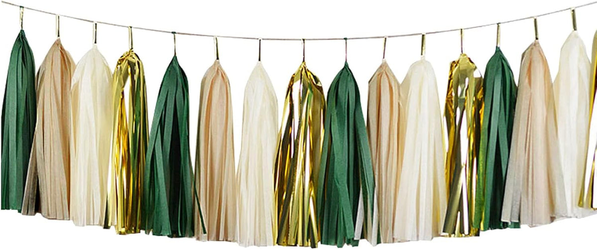 ZOOYOO Shiny Tassel Garland Tissue Paper Tassel Banner,Table Decor,DIY Kits for Tassels Party