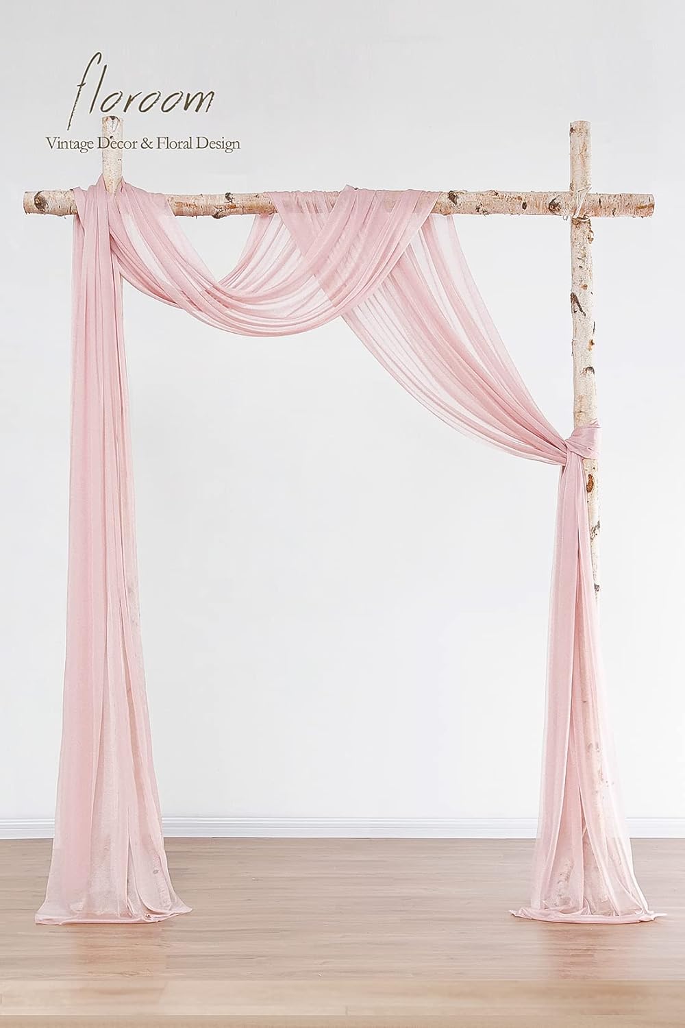 Floroom Wedding Arch Draping Fabric 2 Panels 20Ft Dusty Rose Chiffon Fabric Drapes Arbor Drapery