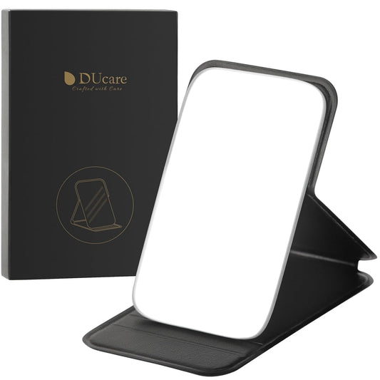 DUcare Mini Folding Mirror Portable Travel PU Portable Adjustable Rectangular Ultrathin Vanity