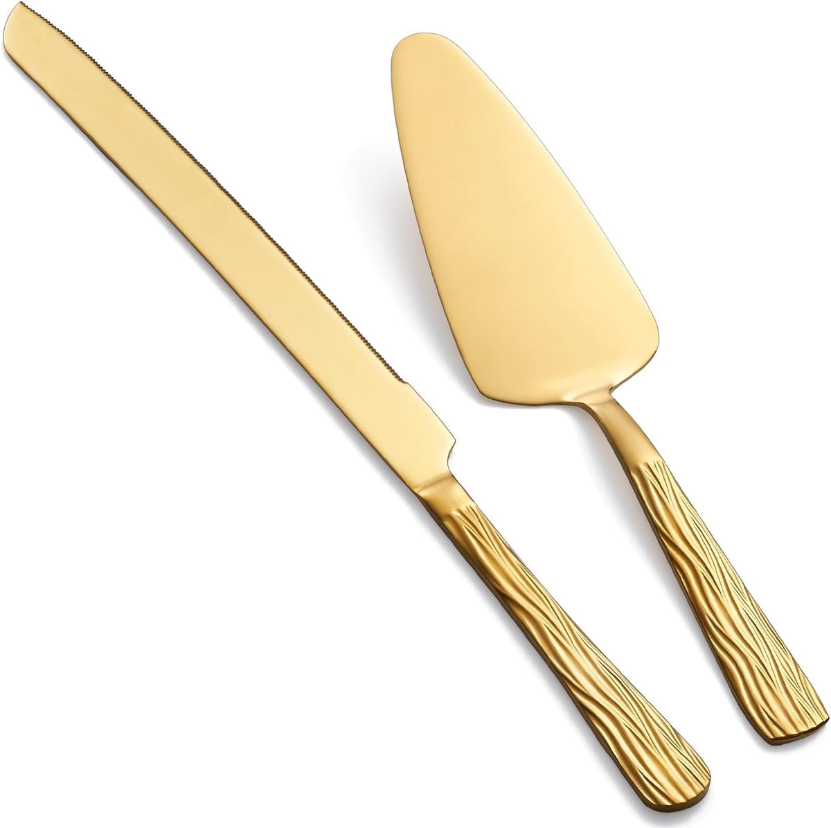 Gold Cake Cutter Set, Stainless Steel Cake Cutting Utensils Include Cake Knife and Cake Server