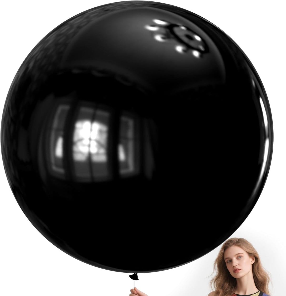 KAWKALSH Black Balloons 9pcs 36 Inch Extra Large Big Jumbo Giant Matte Black Latex Helium Balloons